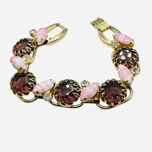 Vintage D&E Juliana Purple and Pink Five Link Bracelet